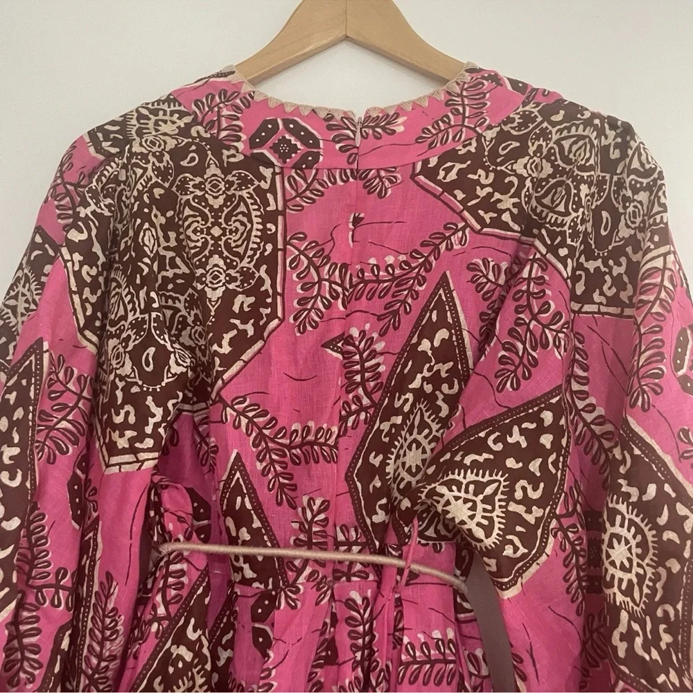 Zimmermann Lulu Pink and Brown Geometric Mini Dress - Picture 10 of 16